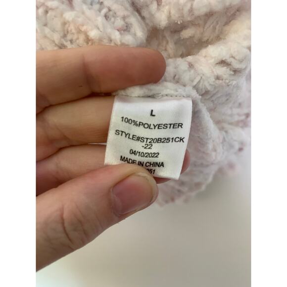 Chloe + Cyrus Textured Pastel Open Knit Cropped Sweater, Size L Boho Romantic - Picture 8 of 8